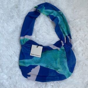 Finders keepers blue green halter crop top open back size small